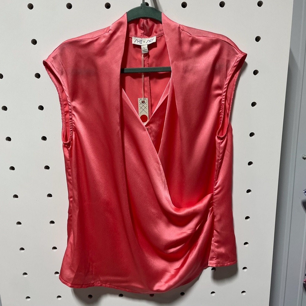 She & Sky NWT coral blouse size L